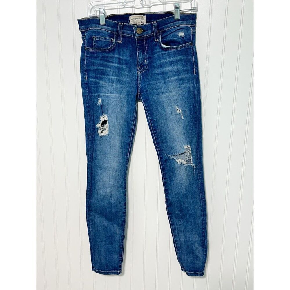 Current/Elliott  Womens‎ The Stiletto Niagara Destroy Skinny Jeans Blue Size 28